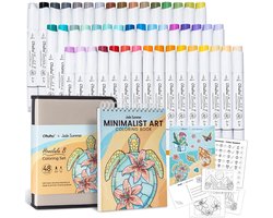 Ohuhu x Jade Summer Alcohol Markers & Coloring Book Set – Honolulu B 47 kleuren Alcohol Art Markers Brush & Fine