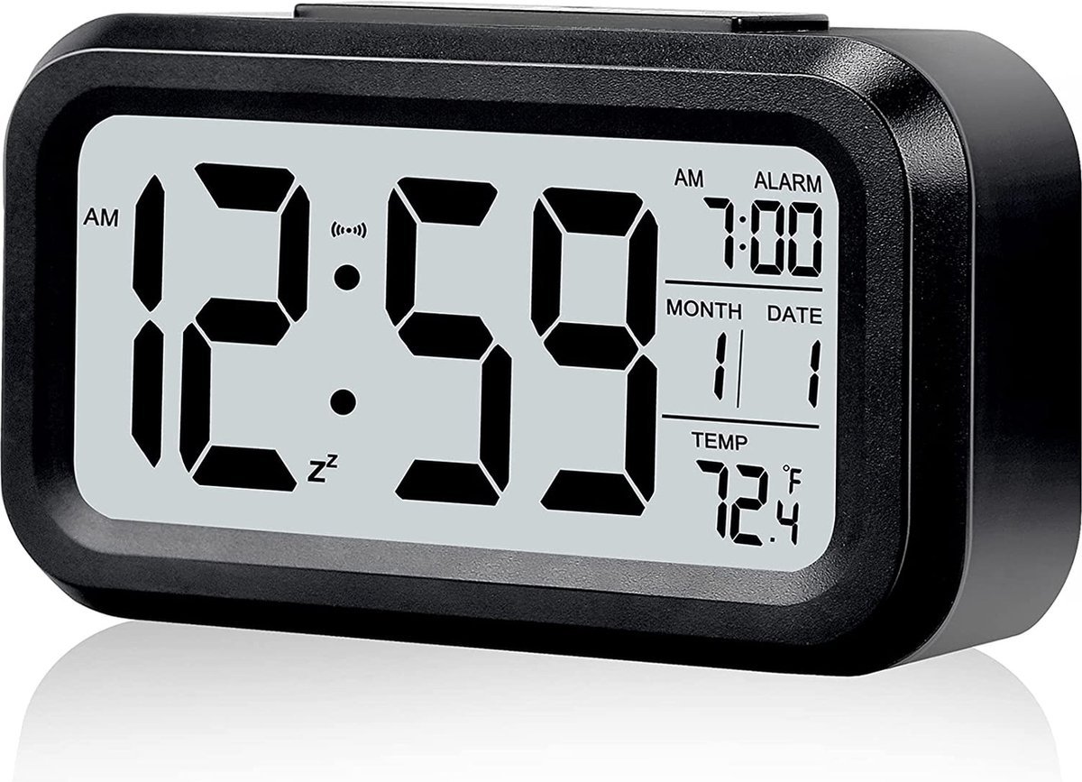 Digitale Wekker -Wekkers - Met datum, temperatuur, snooze & nachtverlichting -voor slaapkamer thuiskantoor woonkamer - zwart