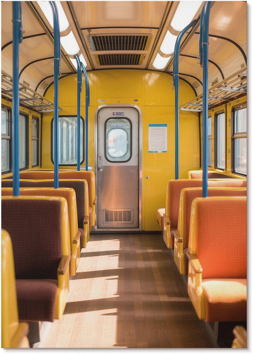 Tulup Polycanvas Wandposter - Interieur Van De Wagen, Fotografie - A4 - Geel Patroon - Rechthoek - Wandkunstwerk - Woonkamer, Slaapkamer, Kantoor - Modern