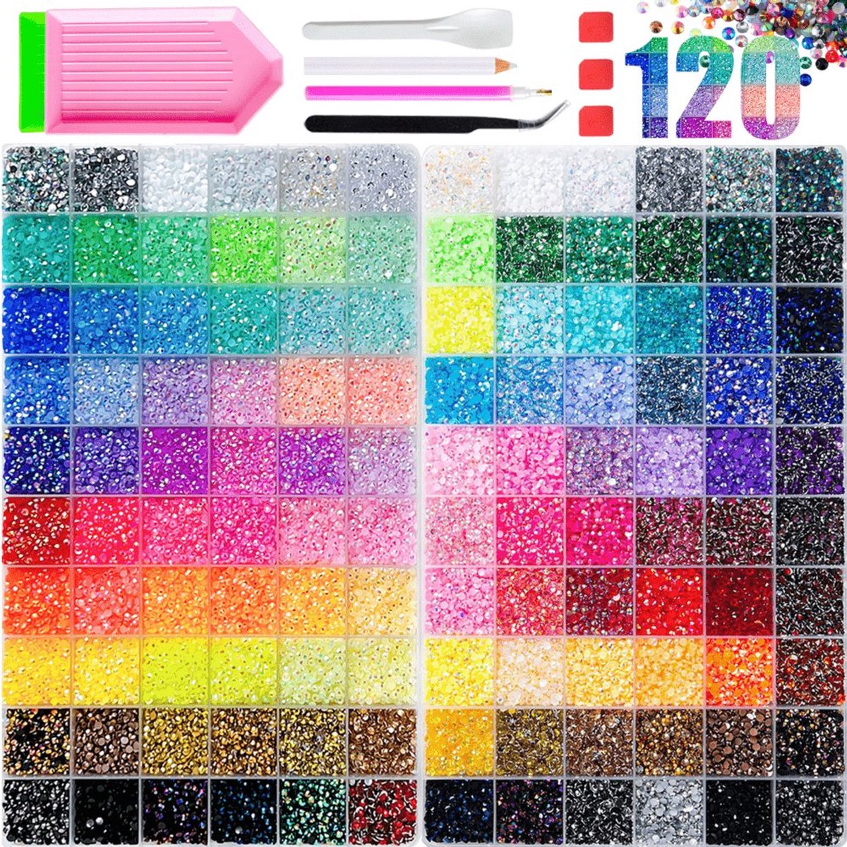 Currero Bedazzle Kit - Bedazzling - Plakstenen - Strass Steentjes - DIY Versieren - Nagel Decoratie - Met Pincet En Applicator - Wit