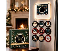 Magnetische Muziekspeler - Magnetische Kerst Muziekdoos voor Koelkast - Met 9 NFC Mini Vinylplaten - Oplaadbaar via USB-C - Feestelijke Kerstdecoratie - Uniek Verzamelcadeau voor Kerstliefhebbers - Magnetische Vinylspeler - Stijl A