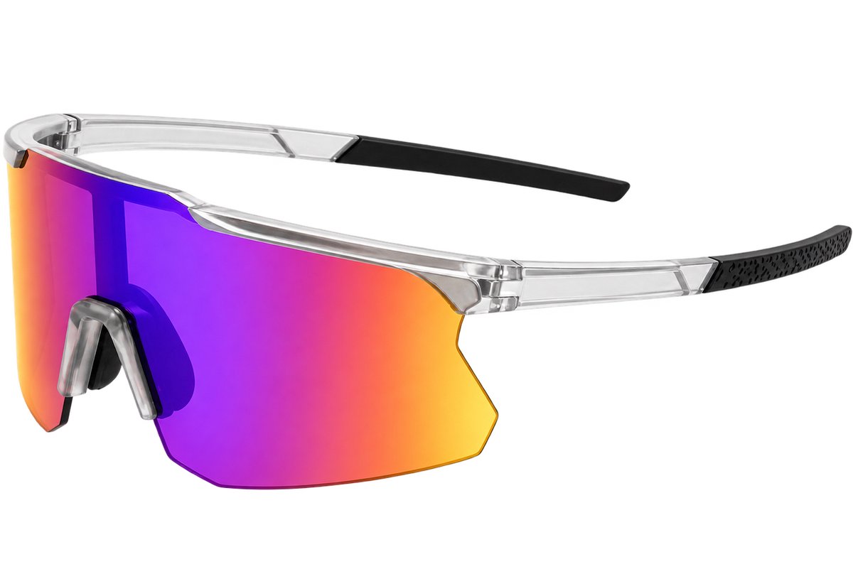 Wielrenbril Paars Blauw – Sportbril - UV Glas - Valkoord - Opbergdoos
