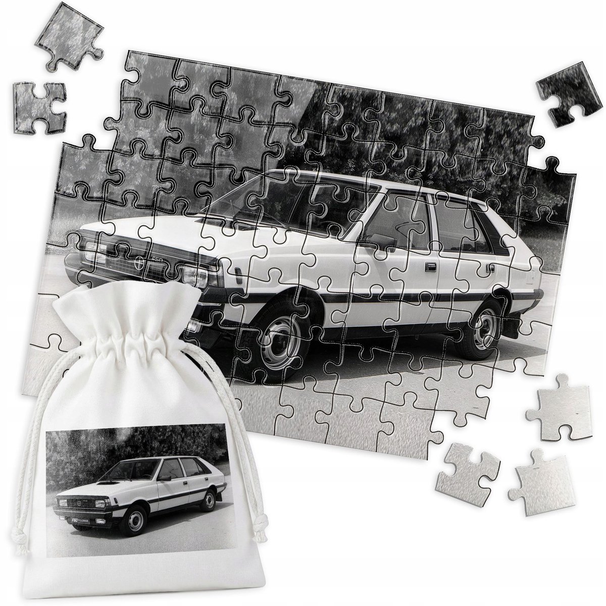 Traditionele Puzzel - Klassieke Auto FSO Polonez - 70 Stukjes