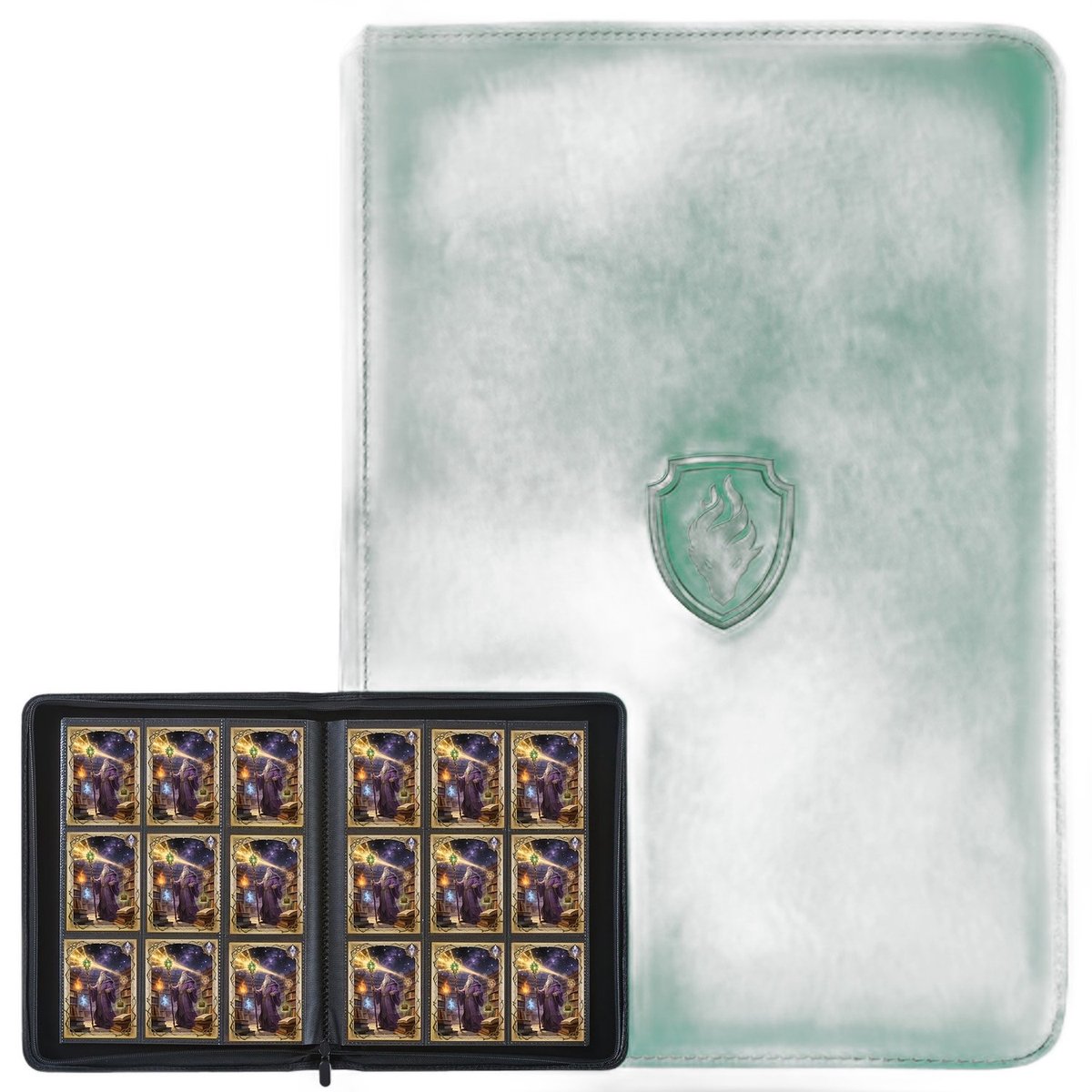 Currero Toploader Binder - Verzamelmap Kaarten - Geschikt voor Pokemon - 4 Pocket - 9 Pocket - 12 Pocket - Trading Card Map - Toploadermap - Groen - 360 Kaarten