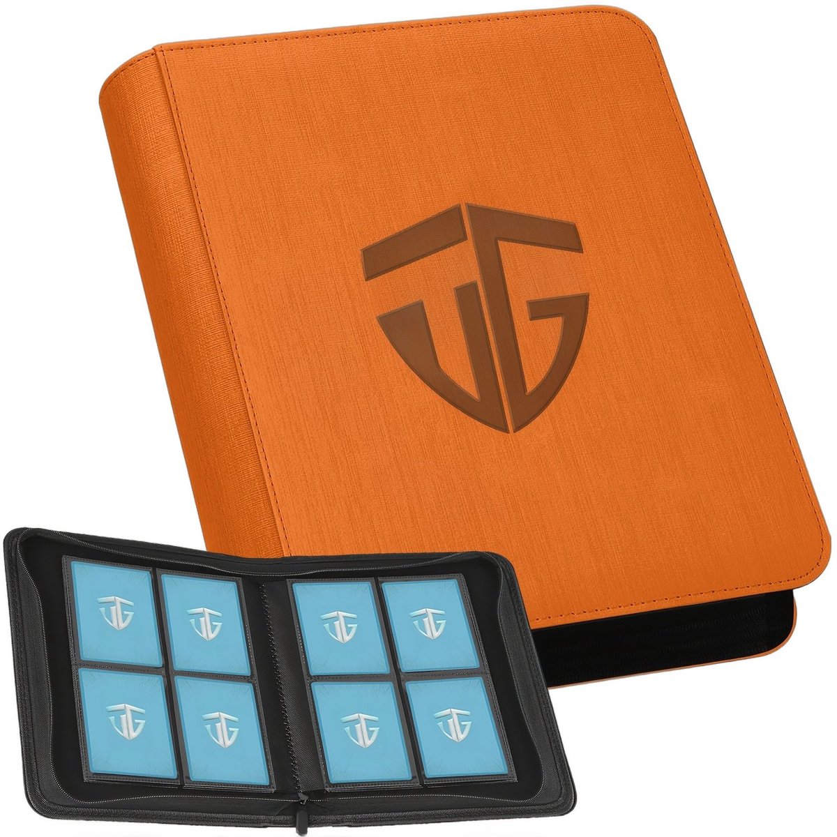 Currero Toploader Binder - Verzamelmap Kaarten - Geschikt voor Pokemon - 4 Pocket - 9 Pocket - 12 Pocket - Trading Card Map - Toploadermap - Oranje - 160 Kaarten