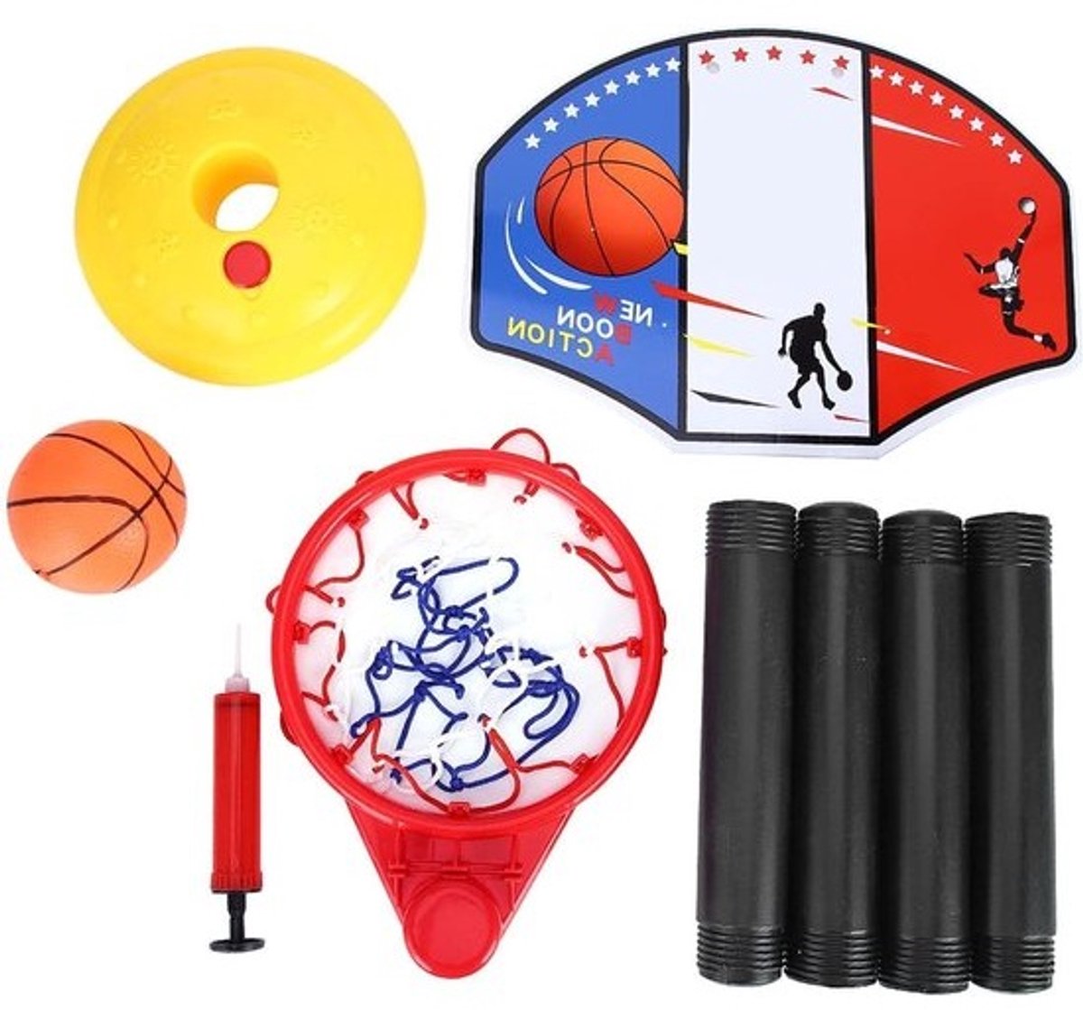 Mini Basketbal Set - Speelgoed Basketbal Kinder Basketbal - Binnen en Buiten Spelen - Verstelbare Hoogte - 50-110 cm - Multicolor