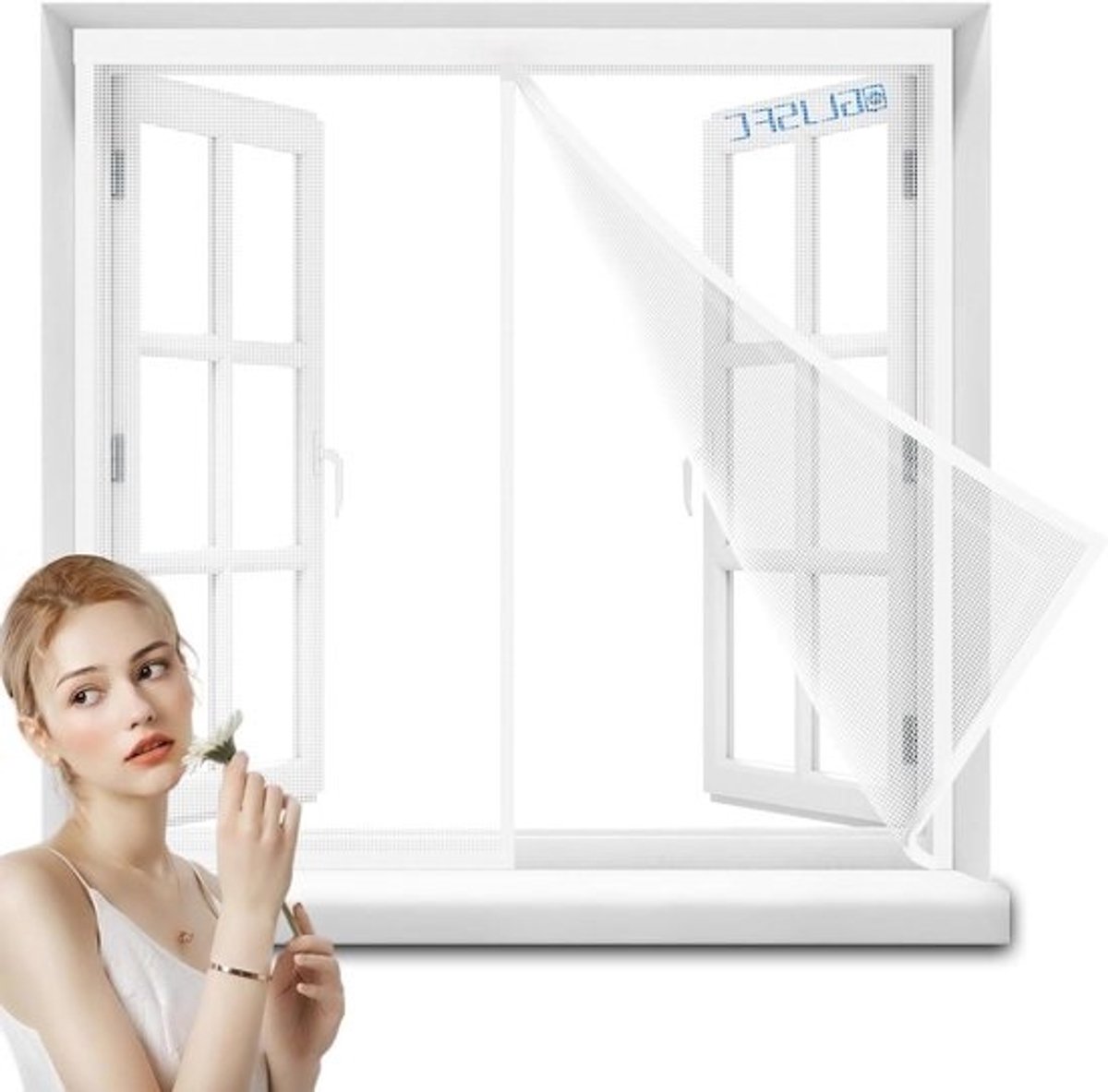 Magnetische Hor - Hordeur Raam - Insecten Buiten Houden - Full Frame Klittenband - 165x105cm - Wit