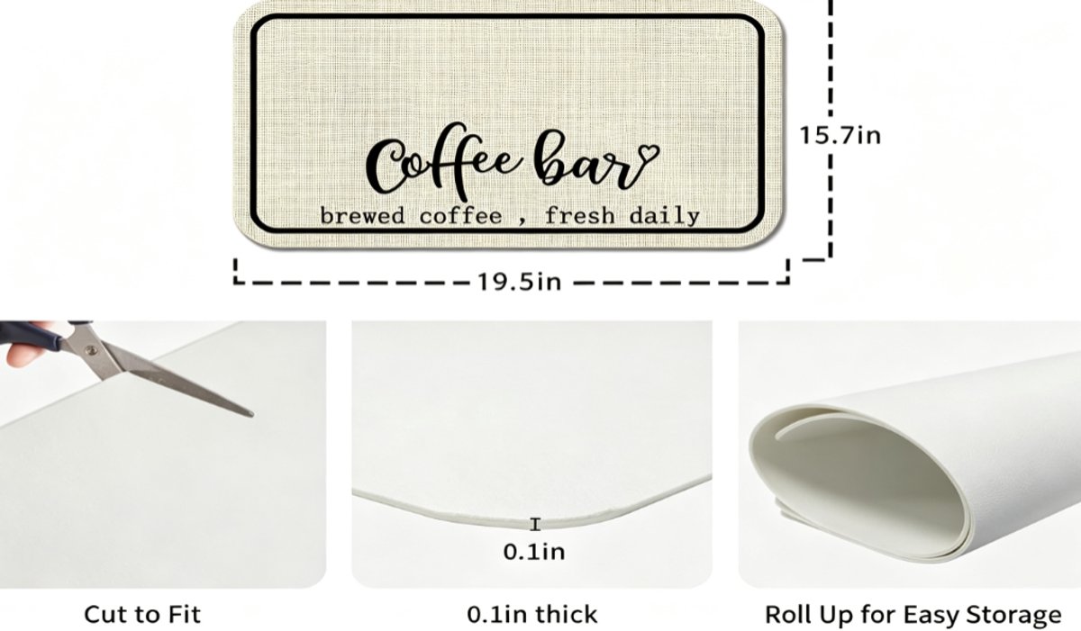 Koffiemat, rubberen besteklade, koffiemat voor op het aanrecht, cadeau voor thuisbar, decoratie voor de keuken, chocolademat voor afdruipbakjes 40*50cm