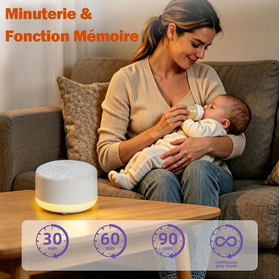 Nachtlampje Witte Ruis Baby - Slaapmuziek - Baby Witruismachine — afbeelding 4