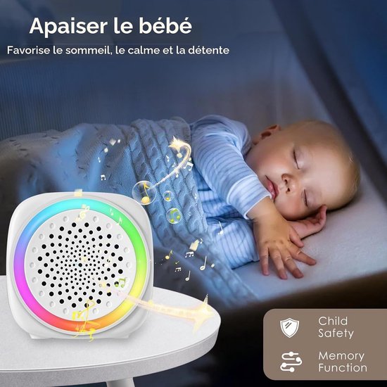 Draagbare Witte Ruis Machine met zacht nachtlampje, 26 naadloze rustgevende geluiden, timer en geheugenfunctie, USB-C oplaadbaar, geschikt als slaaphulp voor baby’s, kinderen en volwassenen — afbeelding 3