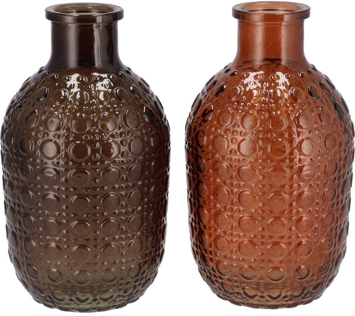 Daan Kromhout - Vaas - Set van 2 - Glas - Bruin en Cognac - 12x20cm - Bloemenvaas