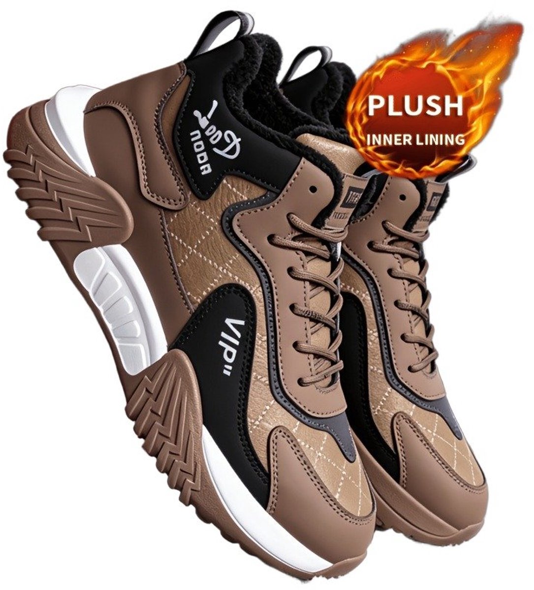 Currero Snowboots Heren Sneeuwlaarzen Heren Winterlaarzen Gevoerde Winterschoenen Waterdicht Antislip Zool Warm Gevoerd Wandellaarzen Winter Pluche Bruin