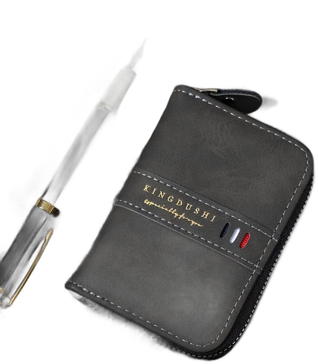 Currero Portomonee - Portemonnee Dames & Heren - RFID Anti Skim - Pasjeshouder - Klein Model - Met Rits - Kunstleer - Zwart
