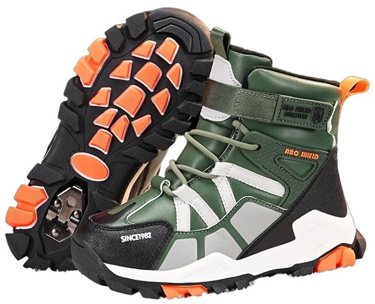 Currero Snowboots Meisjes Sneeuwlaarzen Kinderen Winterlaarzen Meisjes Gevoerde Winterschoenen Waterdicht Antislip Zool Warm Gevoerd Kinderlaarzen Leger Groen
