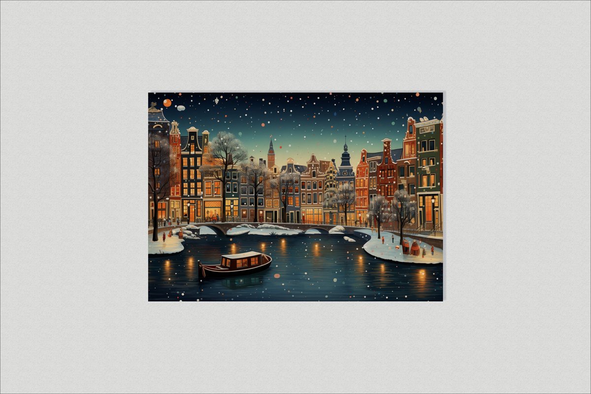 Poster Grachten Amsterdam - Amsterdam - Winter - Nederland - posters - formaat 100x70cm - Wanddecoratie - L974CW