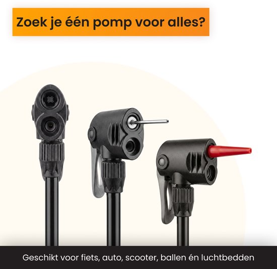 R2B® Fietspomp met Drukmeter - Dubbele Ventielkop - Incl. Opzetstuk voor o.a. Ballen & Luchtbed - Fietspompen - Pomp van R2B — afbeelding 2