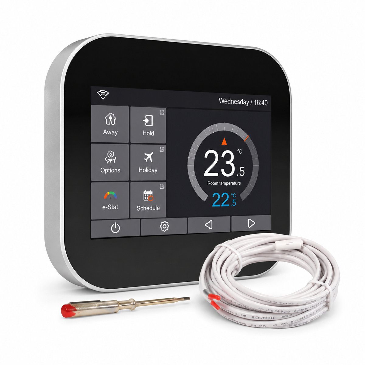 DrPhone ThermoSense MC6 Wifi Thermostaat voor Elektrische Vloerverwarming – Touchscreen – Compatibel met Amazon Alexa – Wit