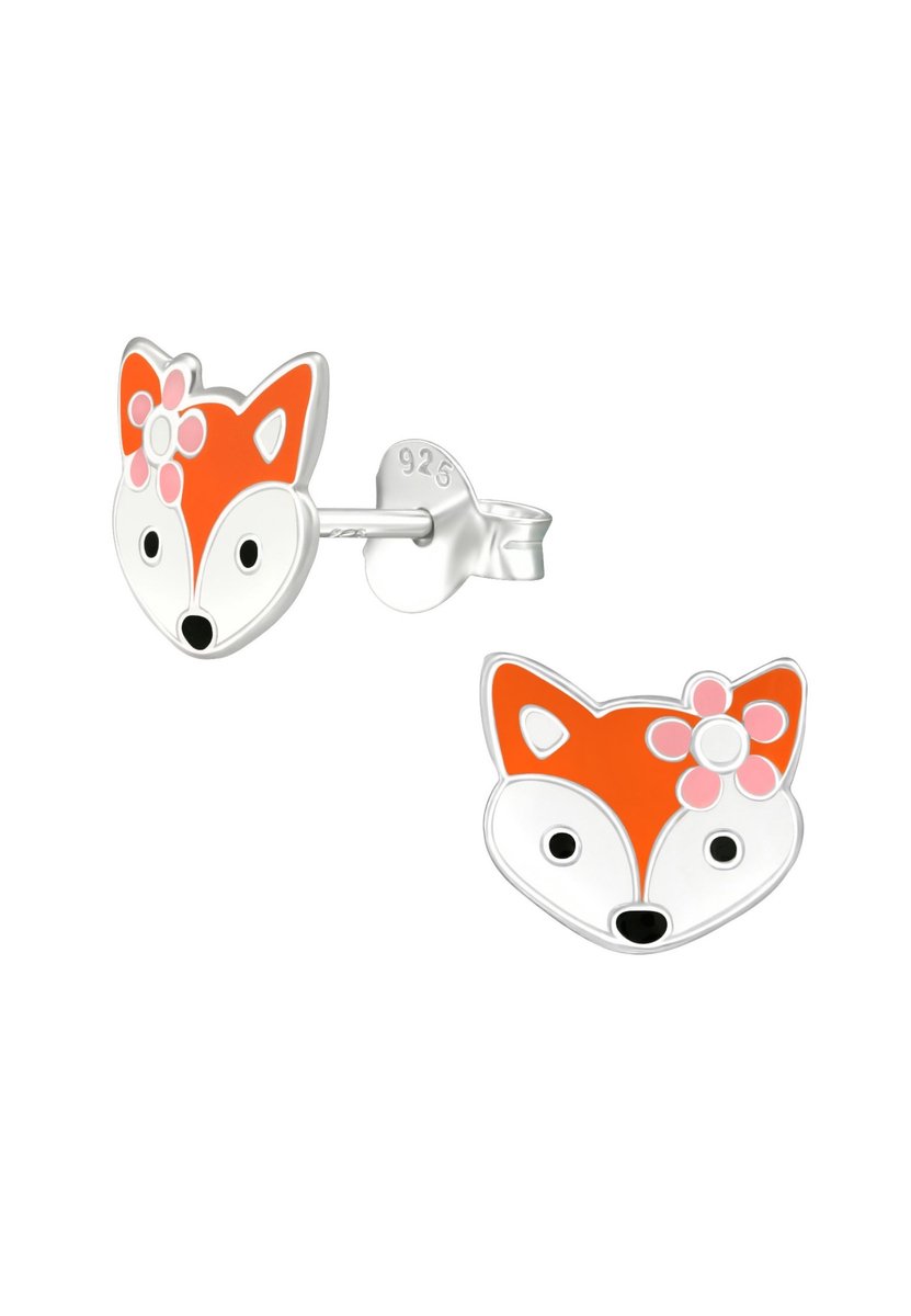 Childrens Silver Fox Ear Studs With Epoxy