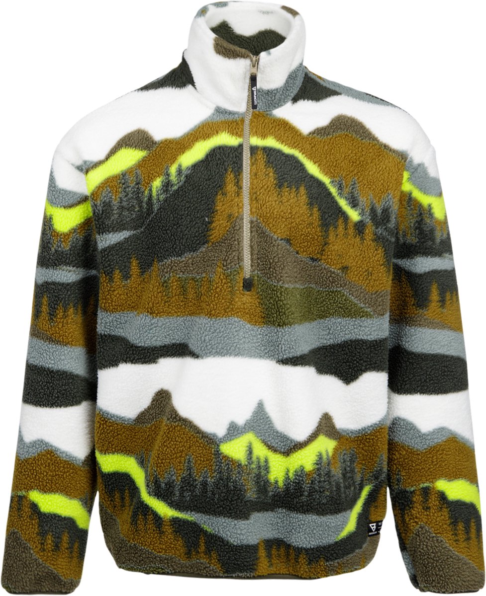 Brunotti - Reggio Teddy Fleece Heren - Dusky Green - Fleece met Rits - Loose Fit - Dikke stof - S