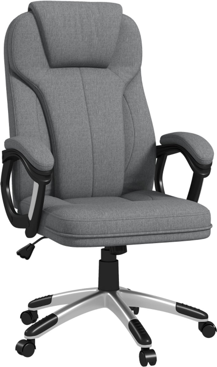 Bureaustoel 66x75x110-120 cm Grijs Metaal Computerstoel Directiestoel Hoge rugleuning In hoogte verstelbaar Met wielen Zacht en comfortabel Geschikt voor kantoor en studeerkamer
