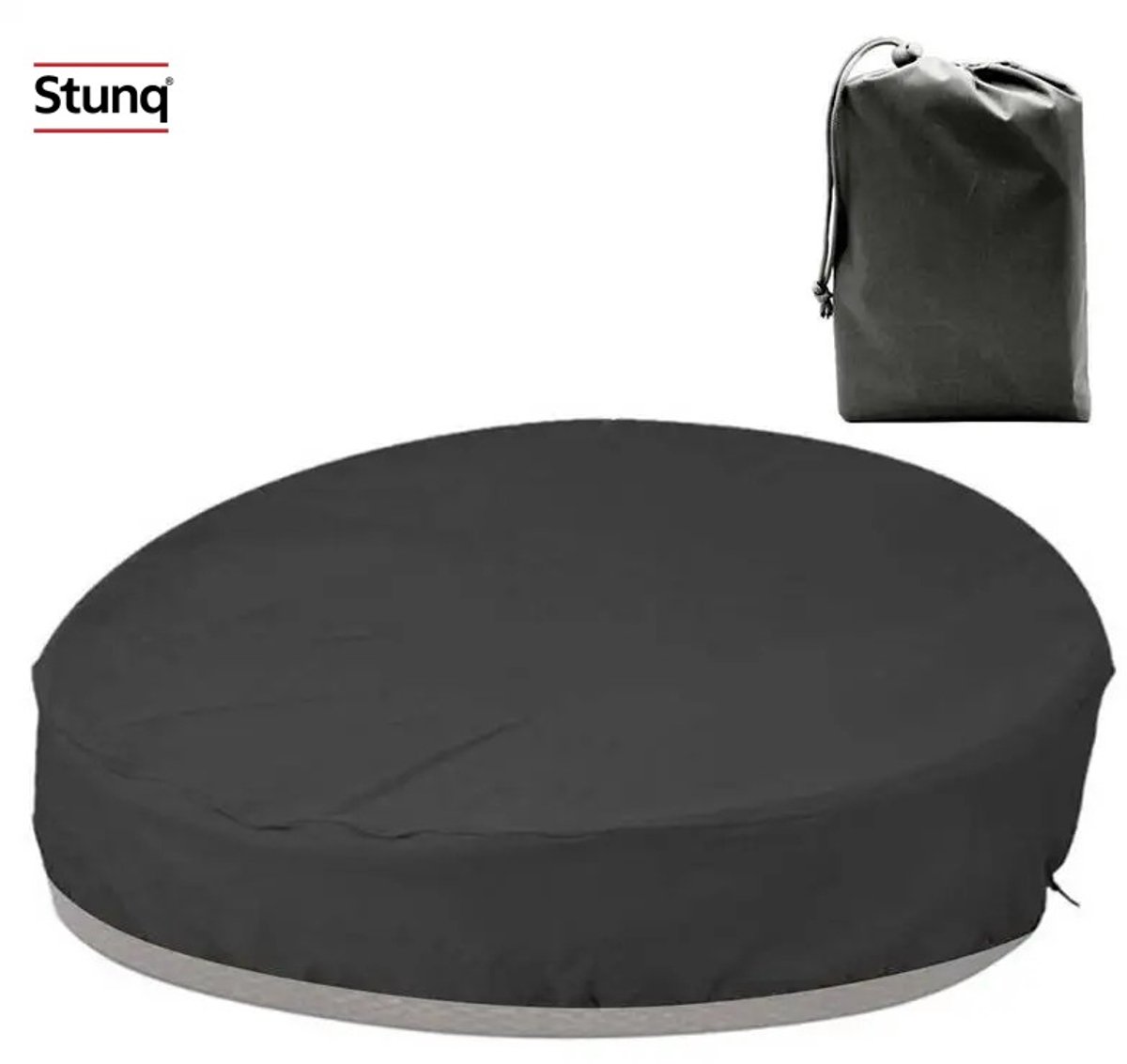 Stunq Ronde Daybedhoes 228x83 cm – Waterdichte Tuinmeubelbeschermer Zwart