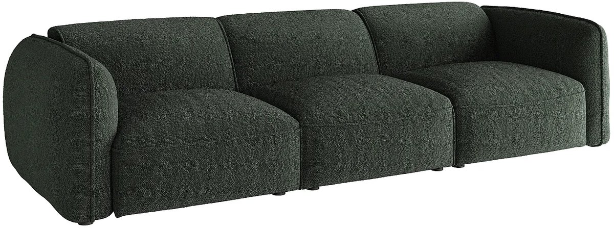 Vente-unique Modulaire driezitsbank in groene chenillestof van Maison Céphy CAMILIO