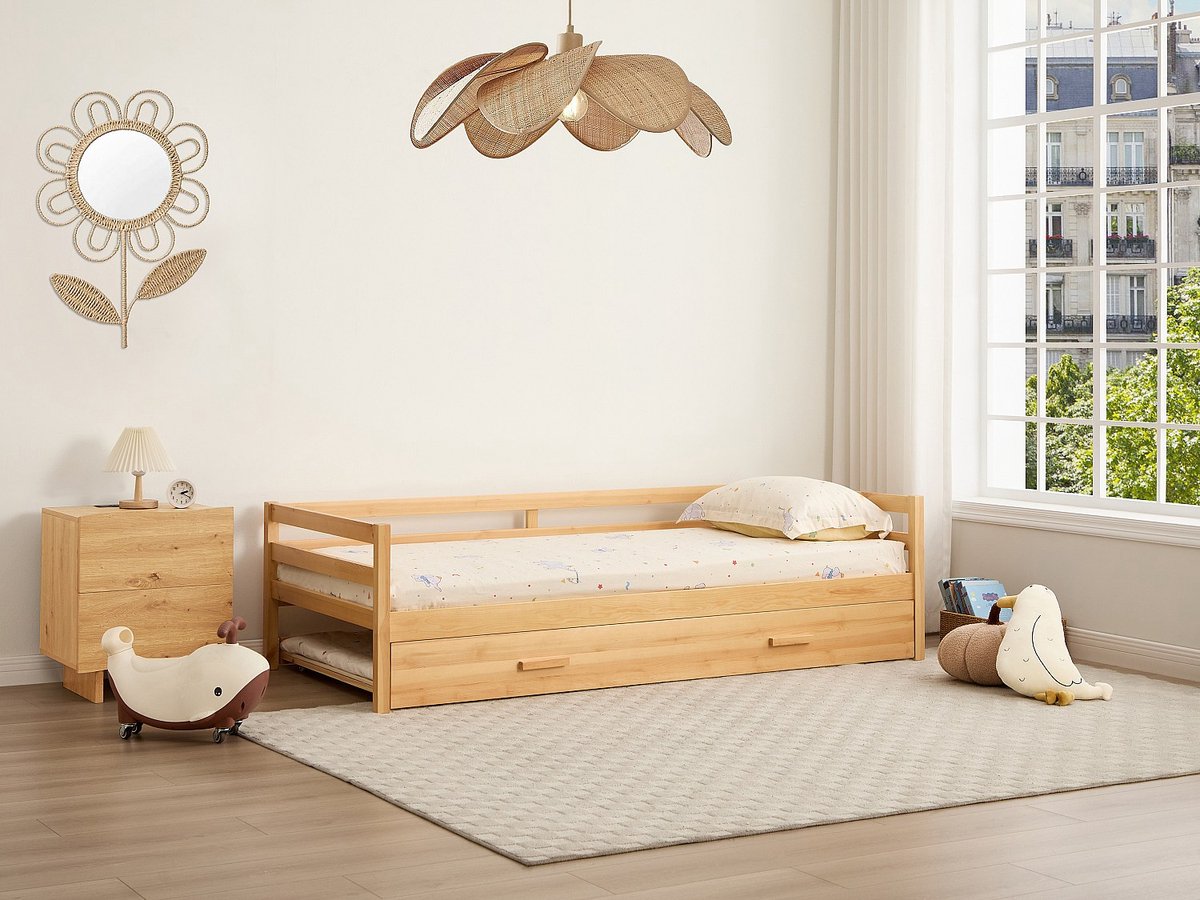 Vente-unique Bedframe hout natuurlijk licht 90 x 190 cm