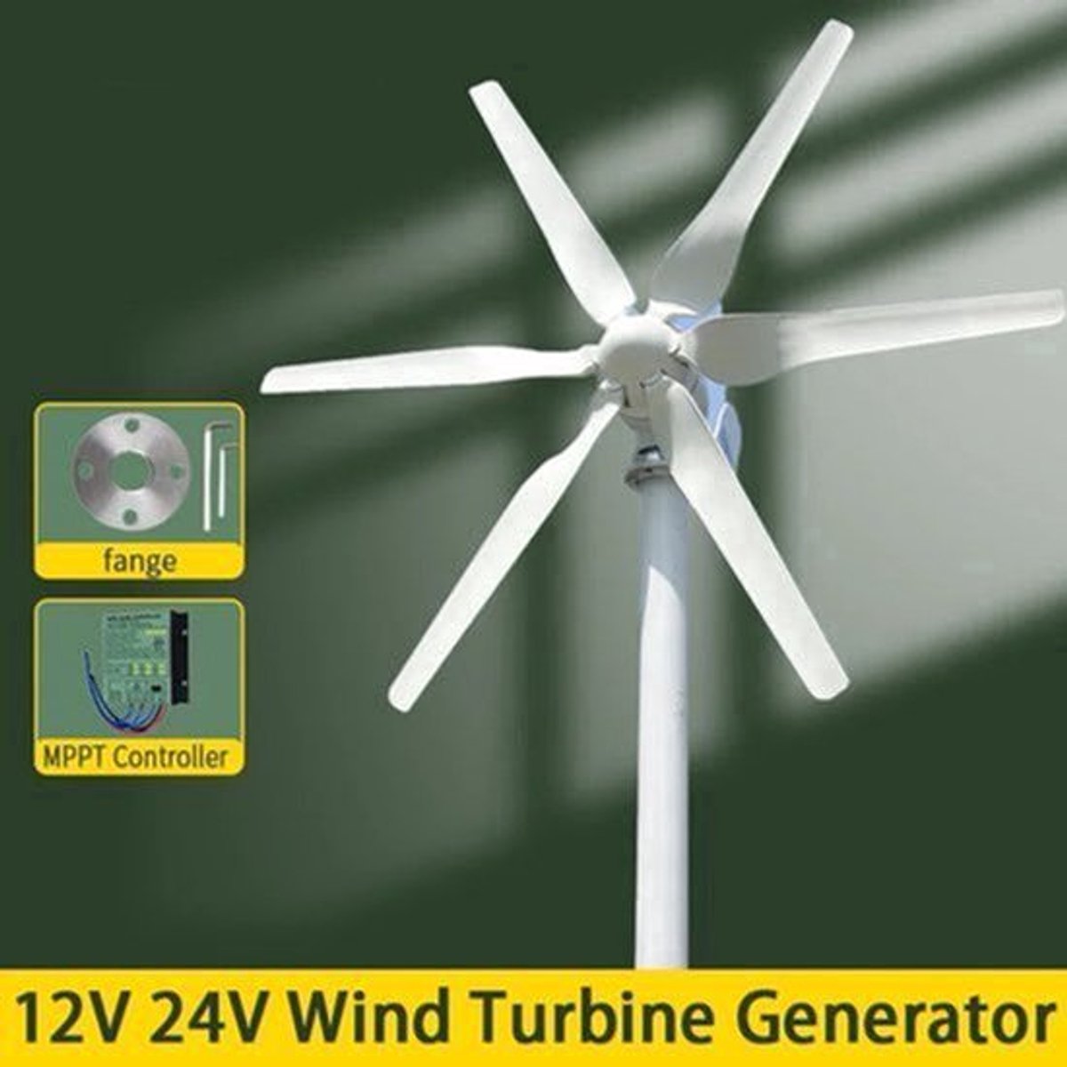 3000W Windturbine – Windgenerator – Windmolen – Windenergie Generator – Windkracht Generator – 24V Met MPPT-Controller – Efficiënt Bij Lage Windsnelheid – Robuust Aluminium En Roestvrij Staal