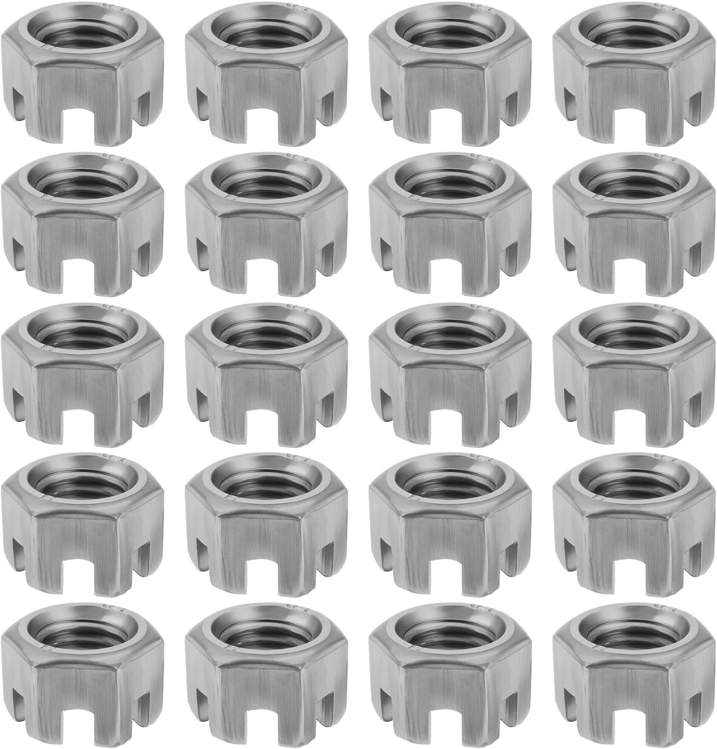 20 Stuks M12x1.25mm Zeshoek Slotted Moer - Koolstofstaal Bevestigingsmiddelen
