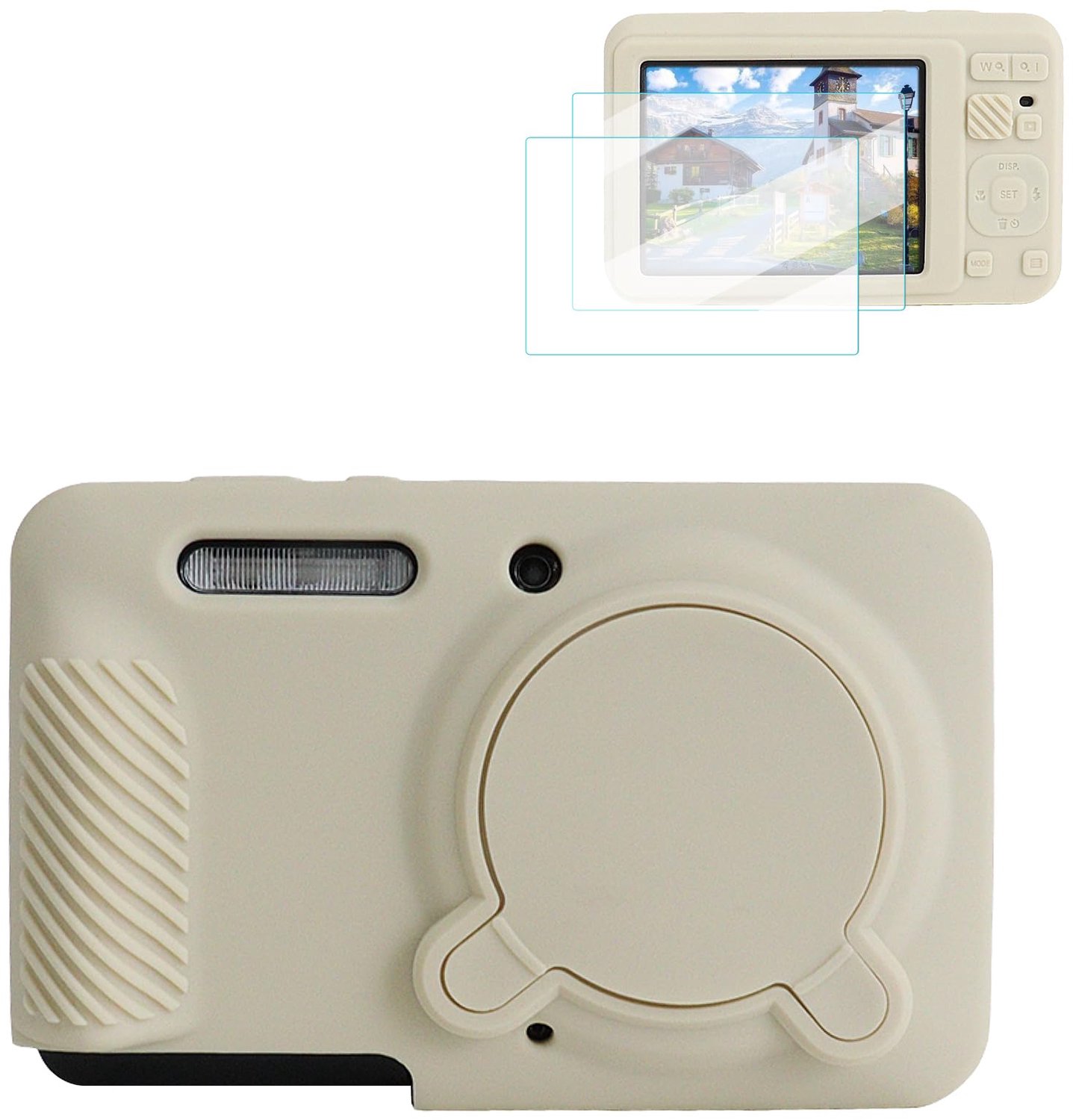 Silicone Case voor Camera met Screen Protectors en Lenshoes, Off-White