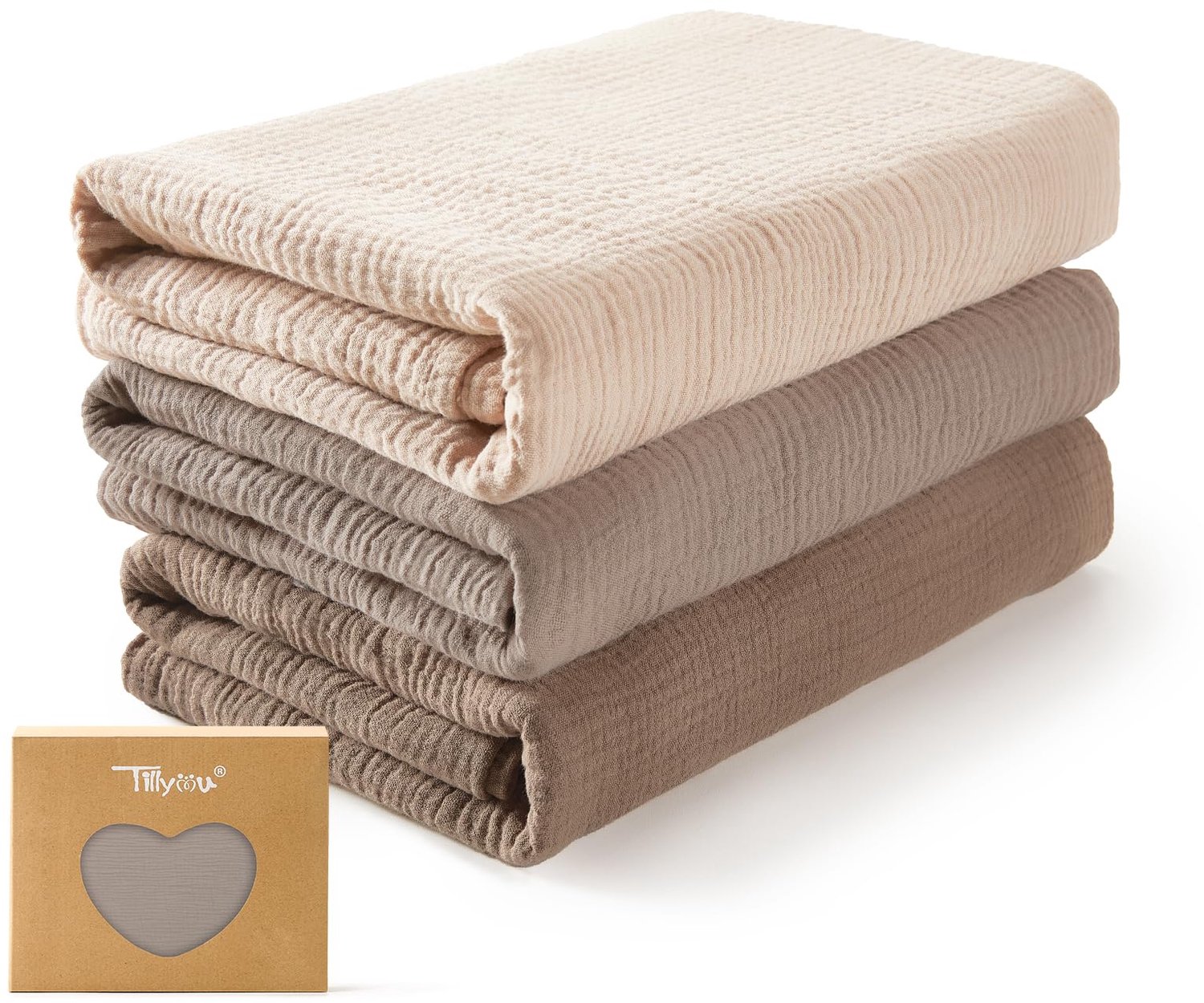 Set van 3 Muslin Doeken voor Baby - 75x100 cm