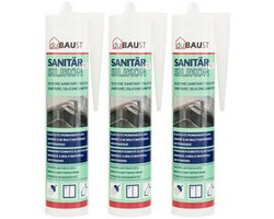 3x Sanitaire Silicone 310 ml voor Badkamer en Keuken Wit