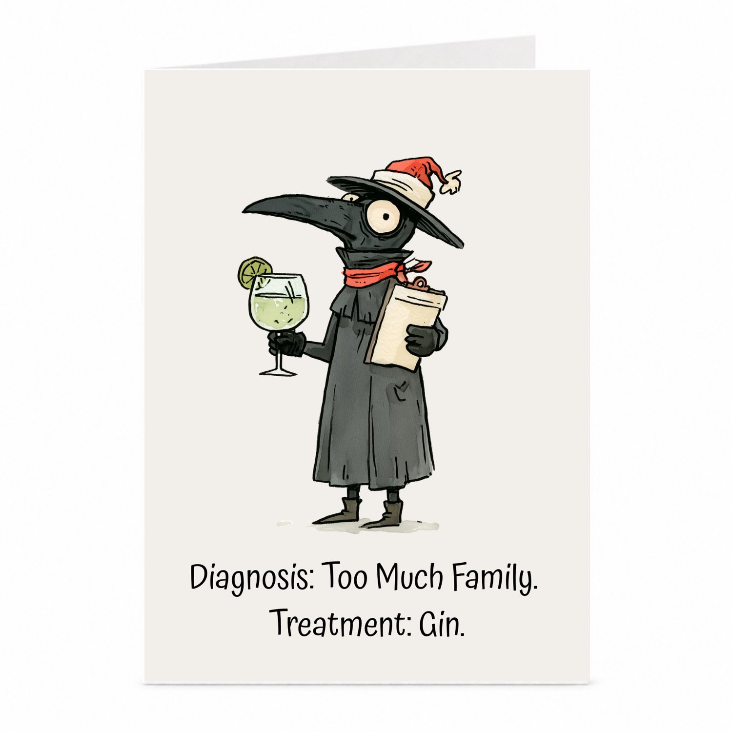 JustTheCardGuy Grappige kerstkaart - Pestdokter met gin - A6