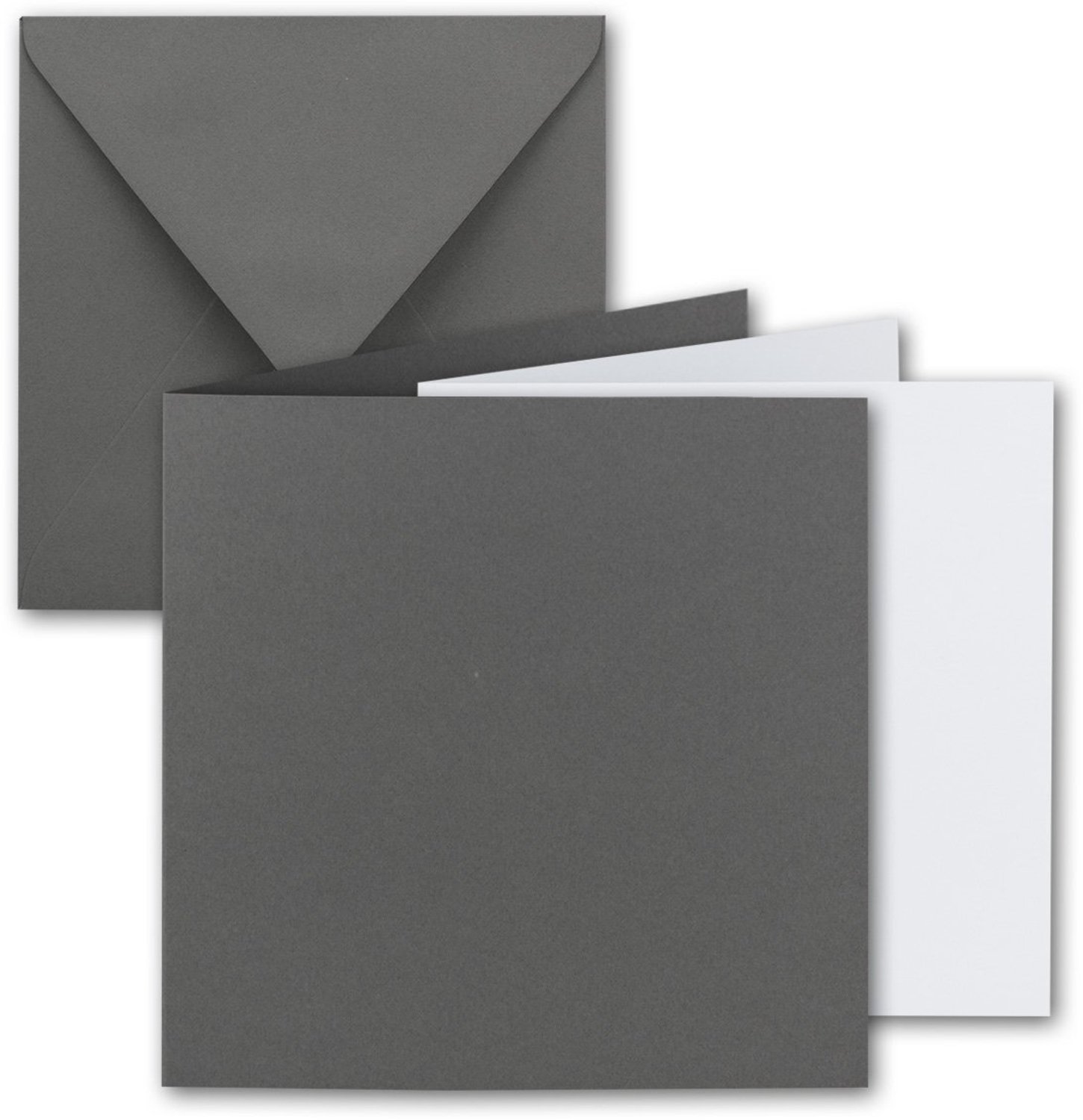 25x vierkante vouwkaartenset - 15 x 15 cm - met enveloppen en inlegvel - donkergrijs