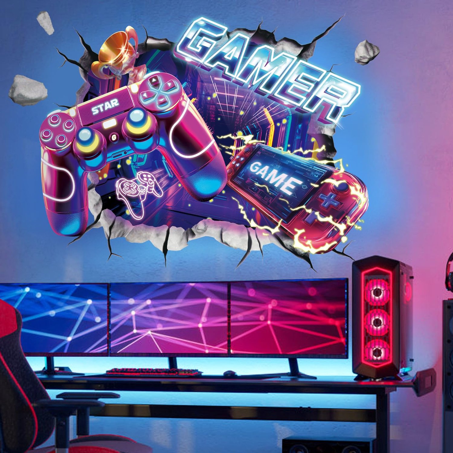 3D Gaming Wandstickers voor Kinderen en Tieners