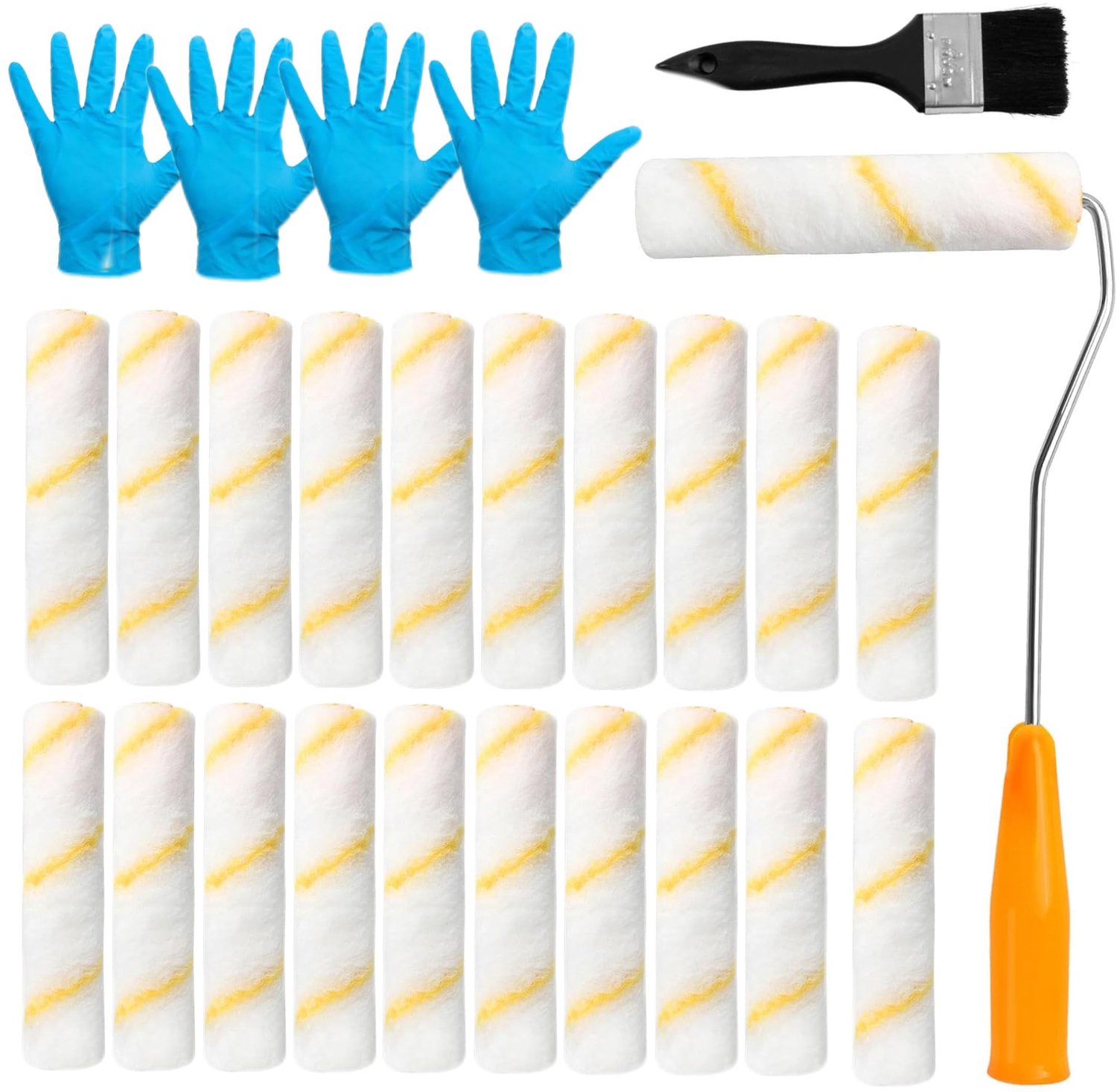 Complete Set van 20 Verfrollers 15 cm met Handvaten en Accessoires