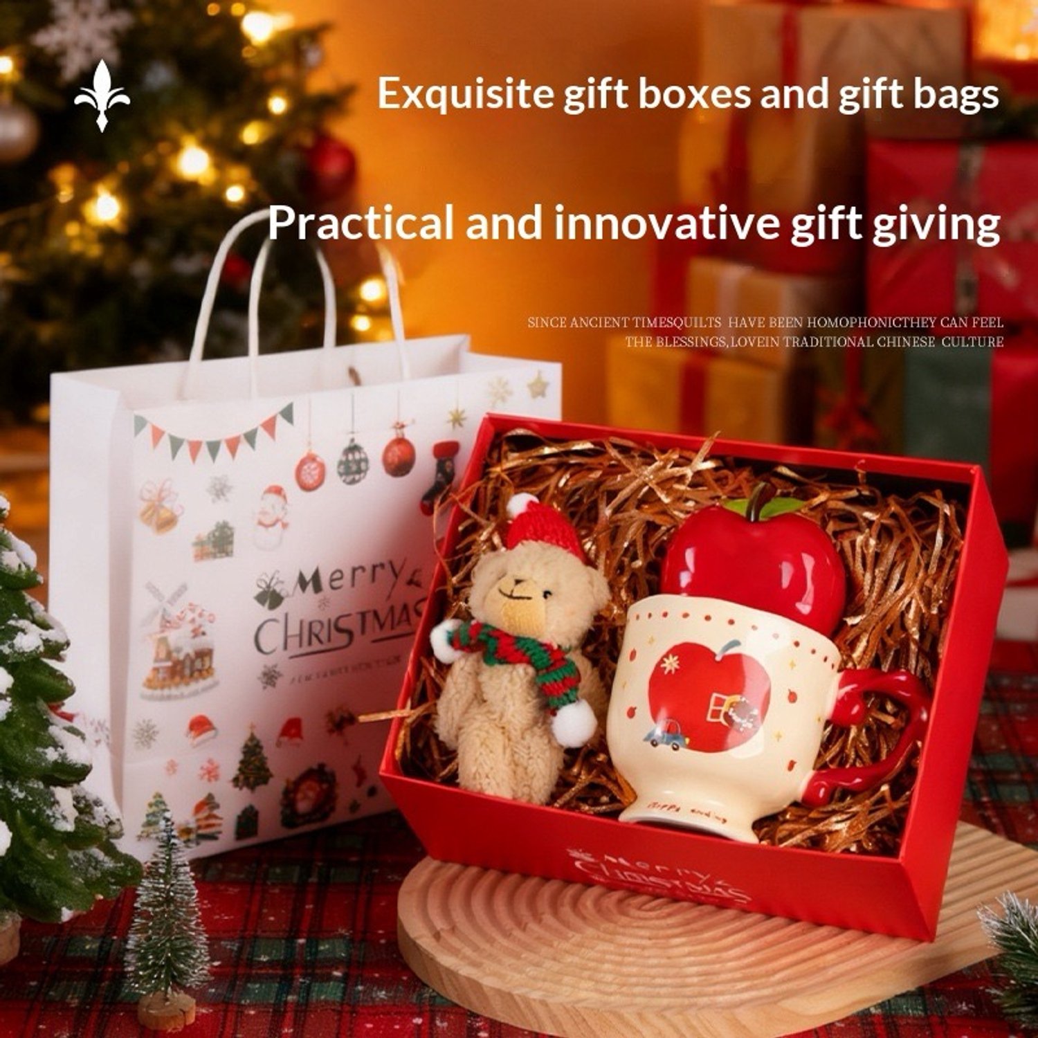 Kerstcadeau Set in Geschenkdoos – Kerstbeker met Kerstaccessoires – Kerstgeschenk voor Vrouw, Familie en Collega