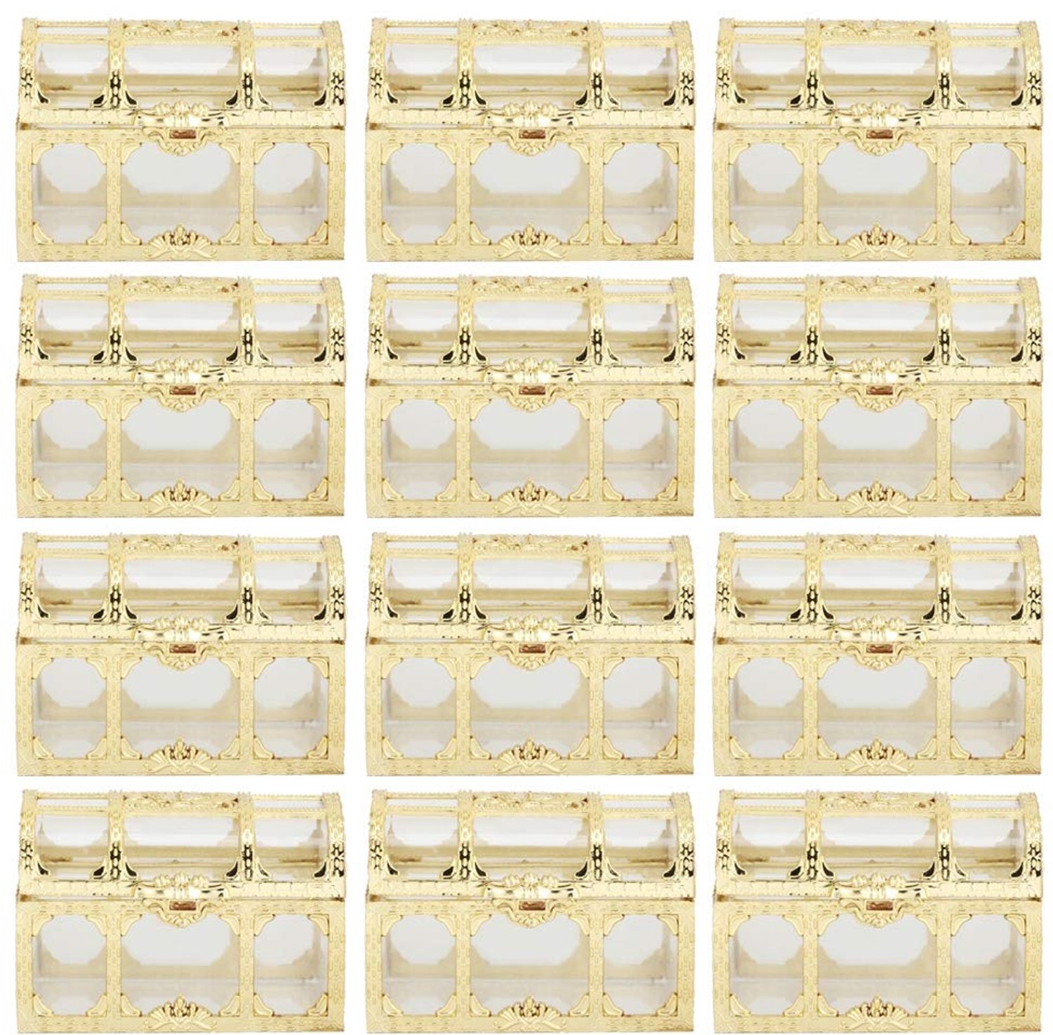 Snoepdozen Goud - Schatkist/ Geschenkdozen - 12 Stuks - Decoratie Bruiloft/Feest - PS Materiaal - 7x5x5 cm - Giftboxes