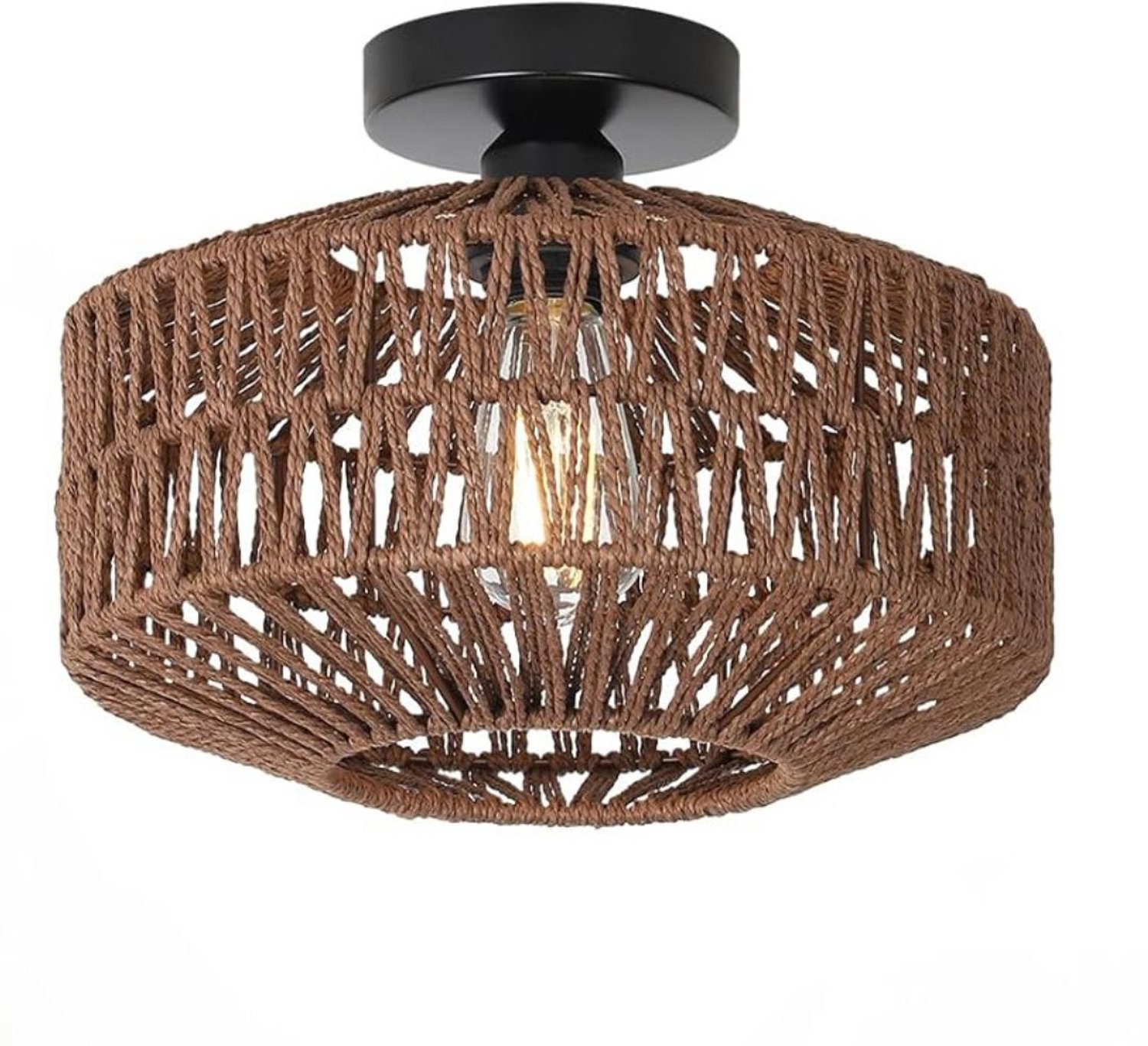 Rotan Hanglamp - Bamboe Plafondlamp - Rieten Wandlamp - Bruin