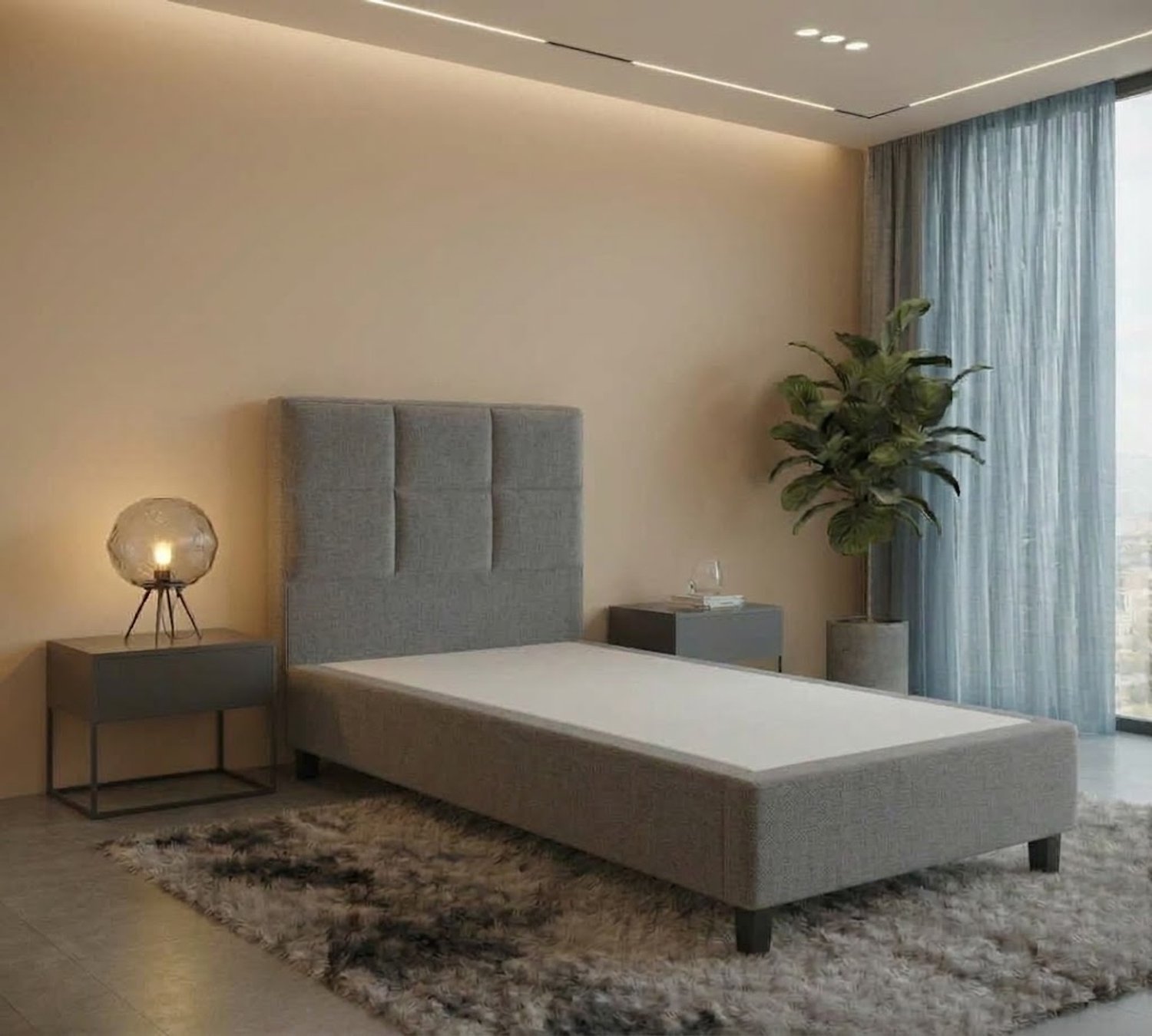 Boxspring DreamLux - 90x210 Zonder matras - Grijs Gecapitonneerd - Puntrust Bedden