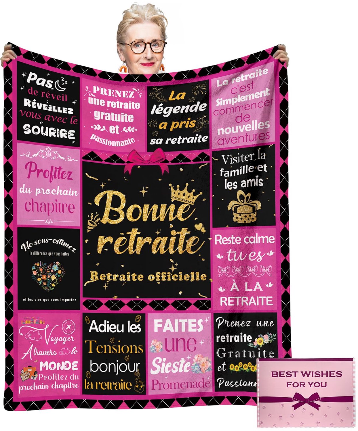 Flanellen Dekentje voor Pensioen met Inspirerende Boodschap