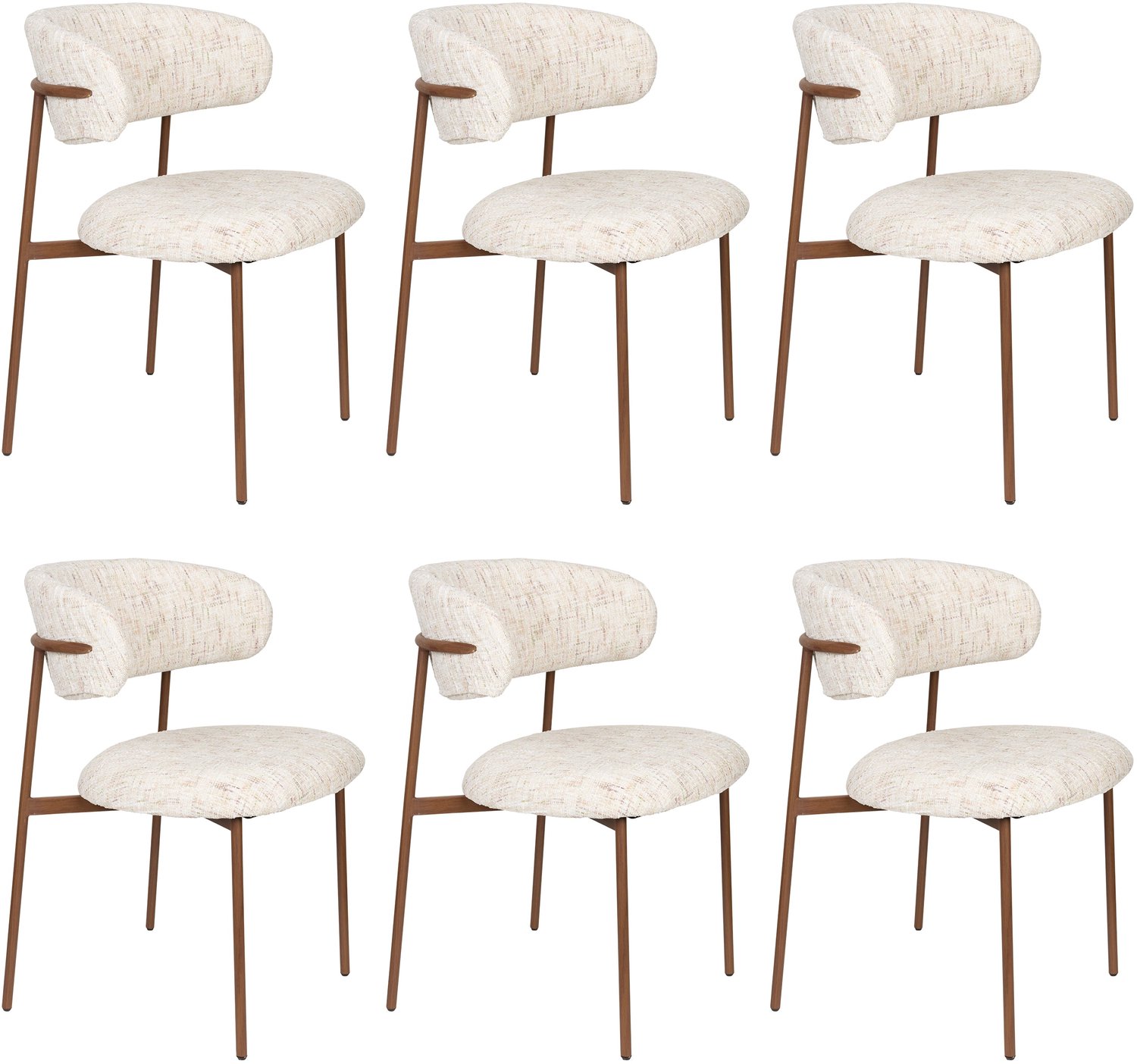 Housecraft Living Claes Eetkamerstoelen Gemêleerd Off-White - Set van 6 Wit