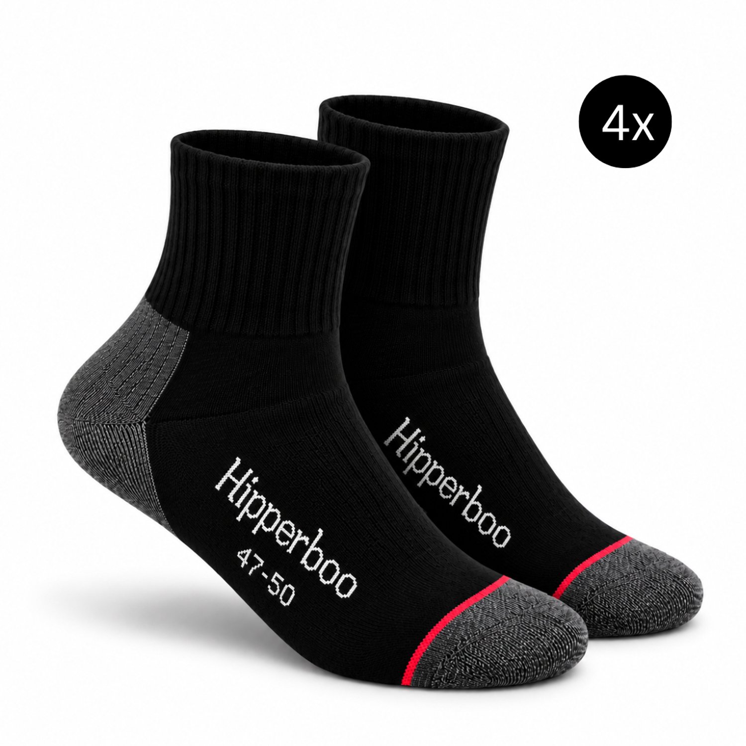 Hipperboo® Bamboe Werksokken Kort - 4 Paar - Maat 47-50 - Heren Werksokken - Badstofzool - Naadloos