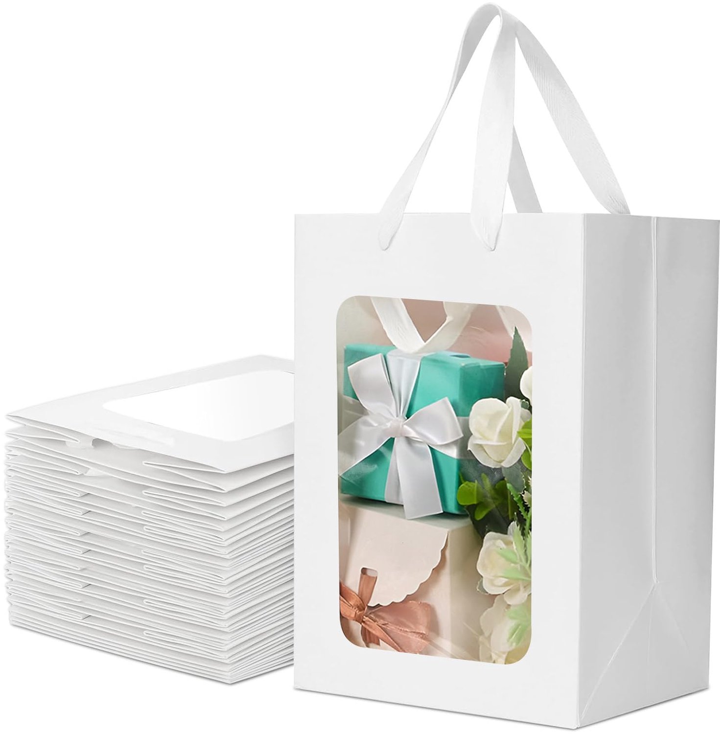 Herbruikbare Cadeauzakjes met Venster, 12 Stuks