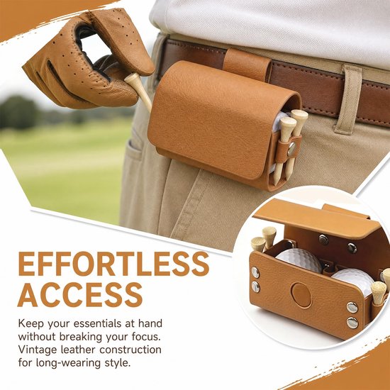 Leren Golfbaltas met Waterdichte Afwerking voor 2 Ballen — afbeelding 2
