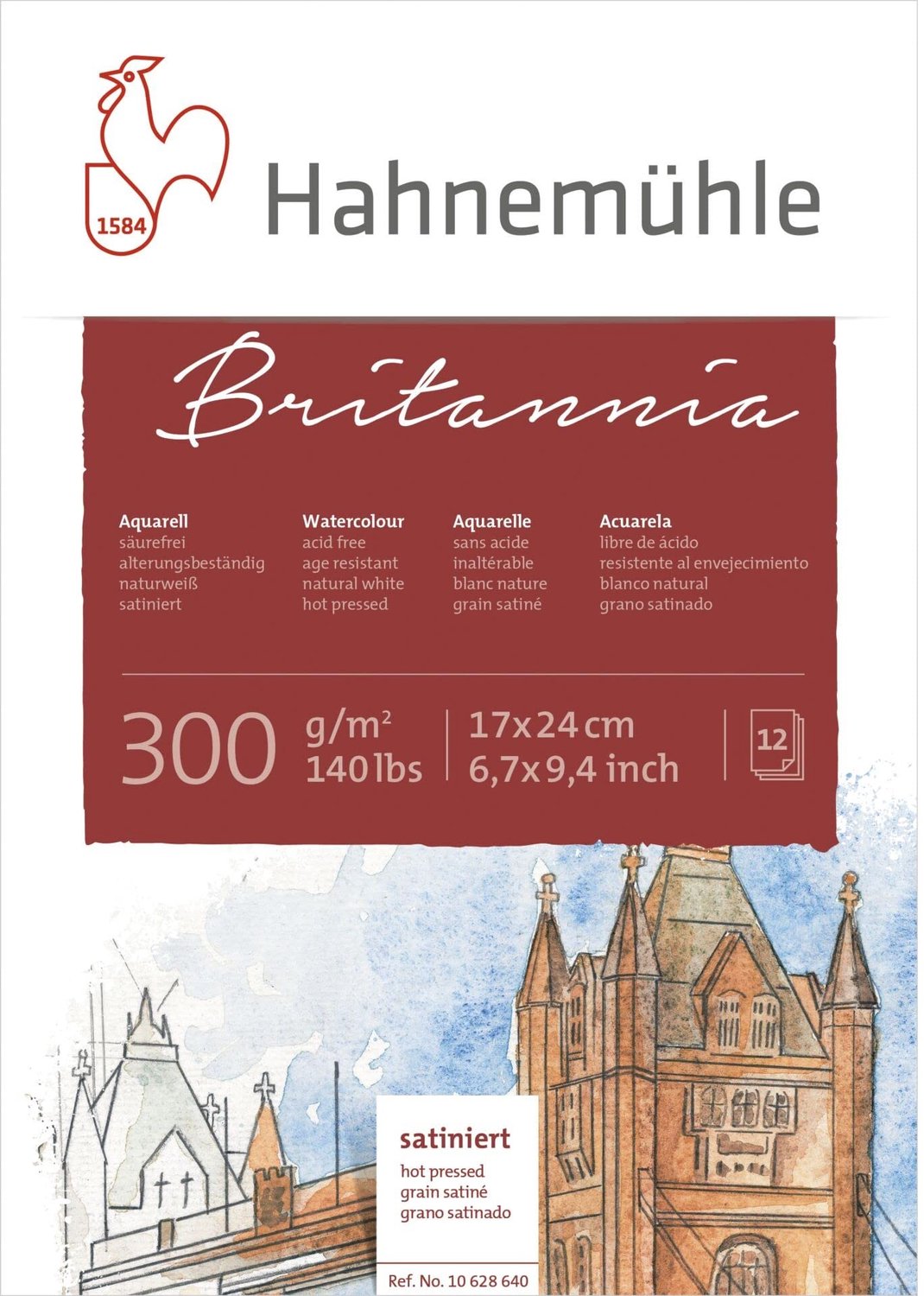 Watercolour Papier 300 g/m² - 17 x 24 cm Hot Pressed