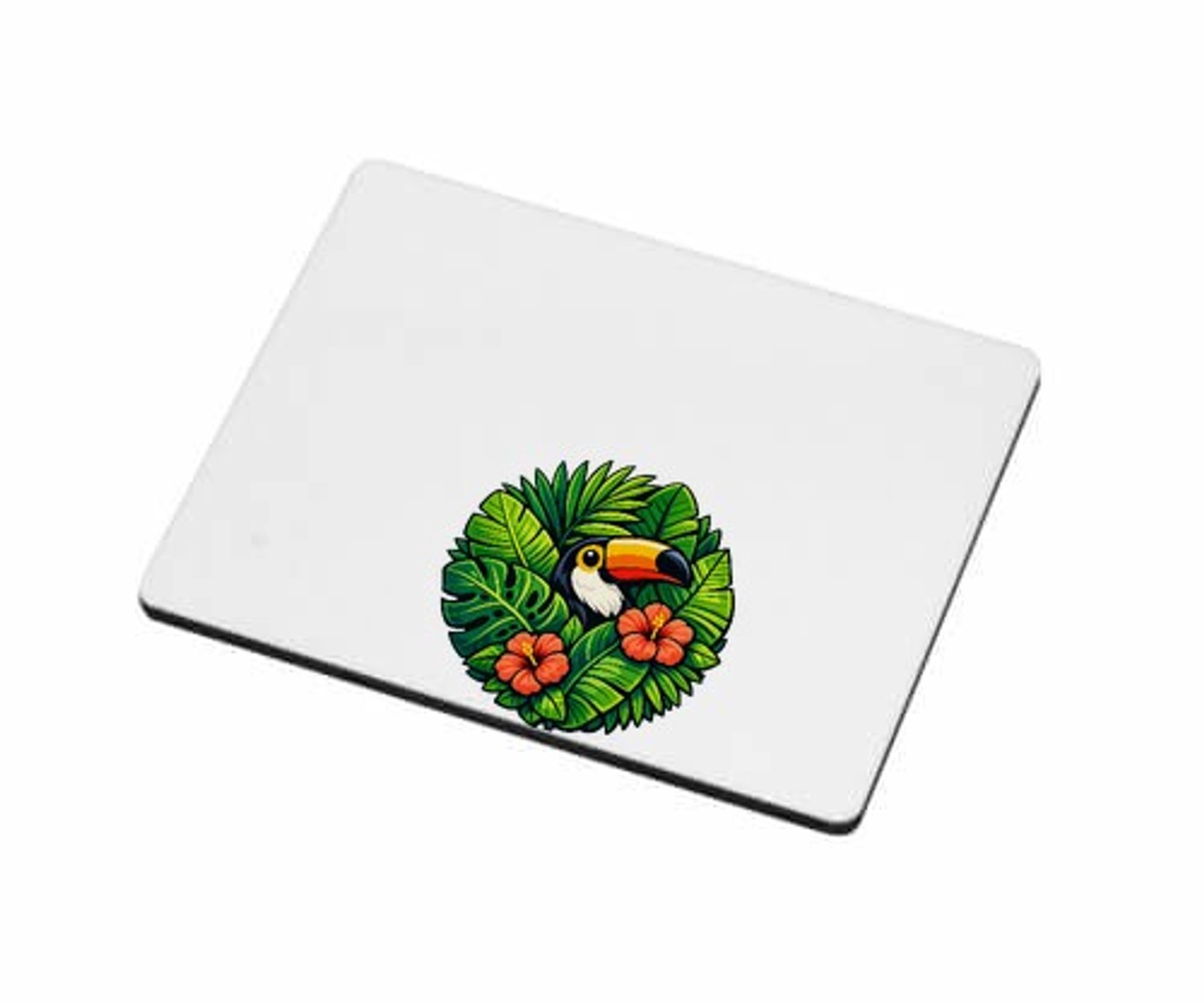 Mr Cadeautjes MDF magnetische fotolijst 9 x 7 - design Tropische bladeren met toekan | cadeau Wit