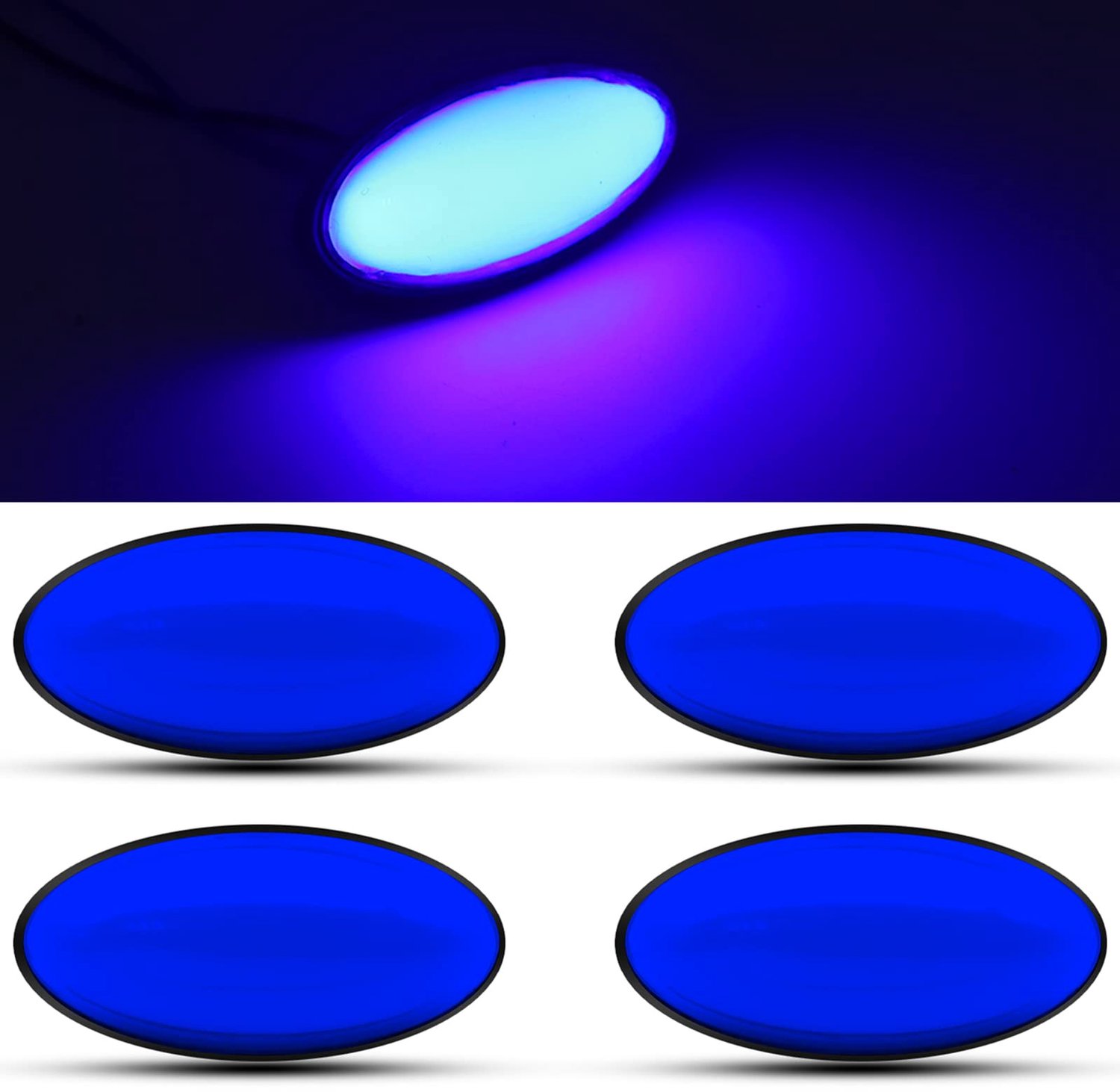 LED Zijmarkeringslichten - 12V/24V - Blauw - 4 Stuks