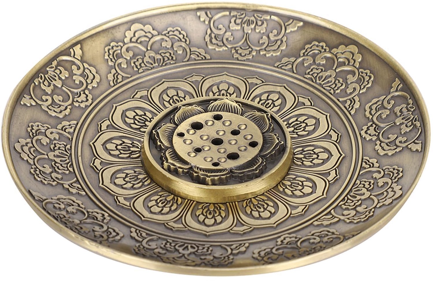 Wierookbrander Elegant Ontwerp - Wierookhouder - Wierookstokjes - Zinklegering - Retro Drakenlandpatroon - Diameter 9,7 cm