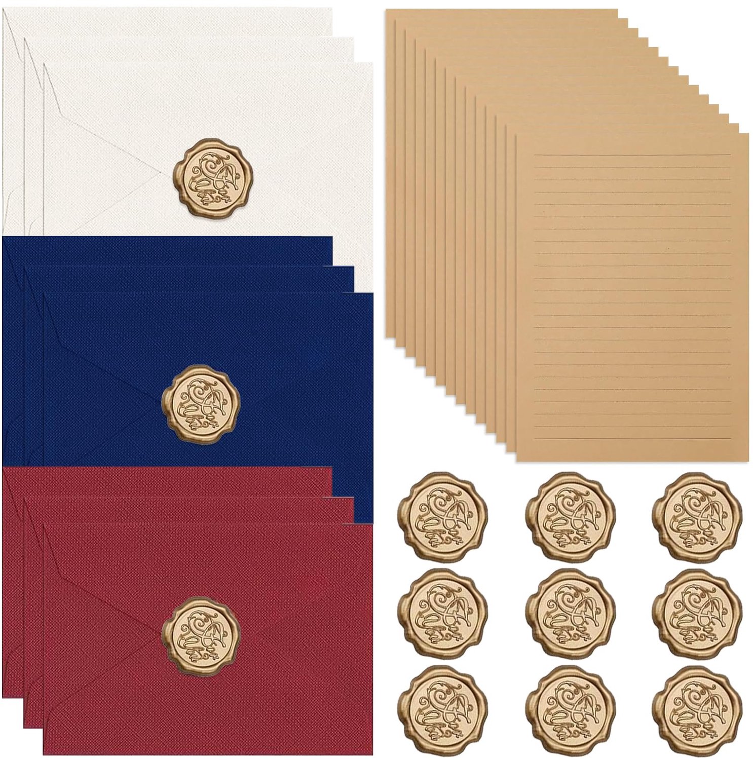 Vintage Briefpapierset met Enveloppen en Zegelstempels